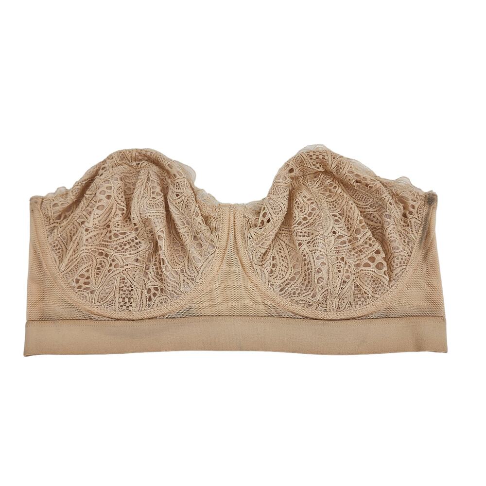 Lively Lace Strapless Lace Tan Bralette with Underwire Size 34DD